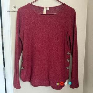 Mesea Long Sleeve Women's Sweater With Side Buttons Medium